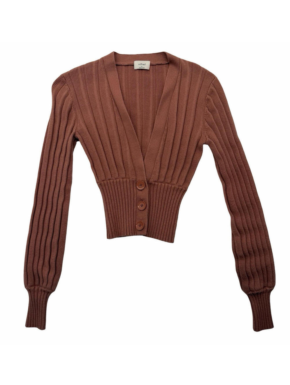 Aritzia Wilfred Merino Wool Plunge Front V-Neck Cardigan Sweater Pink Size XS